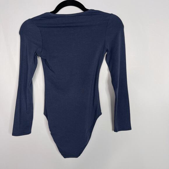 Richer Poorer XSmall Blue Scoop Neck 3/4 Sleeve Bodysuit Soft Stretch Modal - Picture 2 of 9